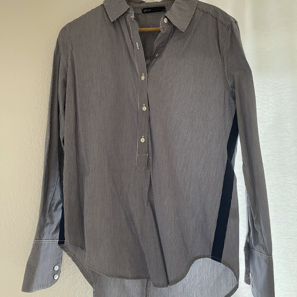 NWOT blue and white striped button down